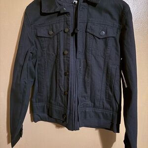 Sun + Stone Midnight Black Jean Jacket sweatshirt zip hoodie medium nwt